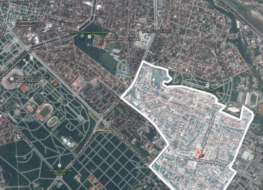 Квартал Гео Милев на карте Софии (Болгария)