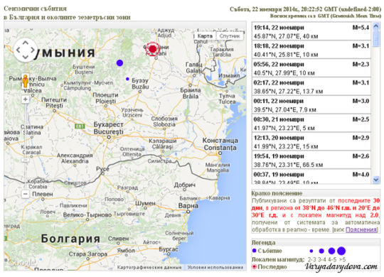 Румынское землетрясение в Болгарии 22 октября 2014